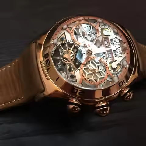 Reef Tiger/RT Luminous Sport Automatic Watches For Men Steel Year Month Calendar Sapphire Waterproof