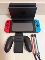 Nintendo Switch Game Console Black HAC-001 with Blue and Ted Joycon controller & TV dock & Joycon gr