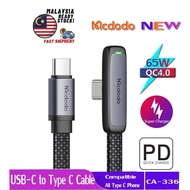 Mcdodo CA-336 90 Degree elbow 1.8m PD3.0 65W PD65W USB-C to Type-C to Type-C Gaming Fast Charging No