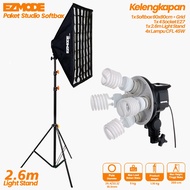Ezmode 4-Socket Softbox 60x80cm with Grid+Light Stand 260cm with 4 Lamps