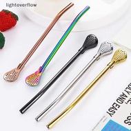 [lightoverflow] Colorful 304 Stainless Steel Tea Drinking Straws Spoon Yerba Mate Tea Filter Reusabl