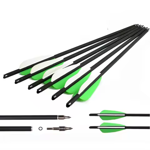 20”/22" Bow Arrows with green white 4" vanes Archery Carbon Arrows Crossbow Bolt Arrows for Archery 