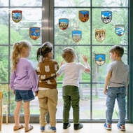 征服世界玻璃貼系列金蔥美國玻璃靜電貼紙 一套9入 靜電玻璃