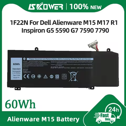 SKOWER 60Wh 1F22N Laptop Battery For Dell Inspiron G5 5590 G7 7590 7790 Alienware M15 M17 R1 P79F P3