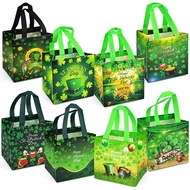 8PCS St Patrick's Day Reusable Gift Bags, Treat Handles, Irish Party, Multifunctional Non-Woven Sain