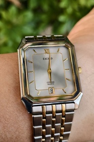 JDM CITIZEN EXCEED vintage高級石英錶 雙色金屬錶帶