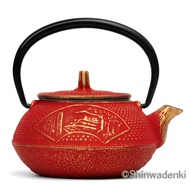 【Direct from Japan】Nanbutekki Japanese cast iron Teapot Temple gold red 0.3L OH-442