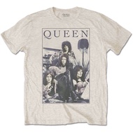เสื้อยืดผ้าฝ้ายCOTTON Queen Freddie Mercury Brian May Band Profile 2 Tee T-Shirt Mens
