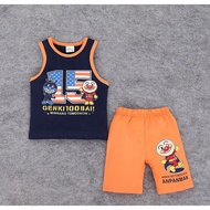 Yy022-new Clothes Boy Anpanman Vest Set-Orange Cute Boy Anpanman Vest Set-Orange