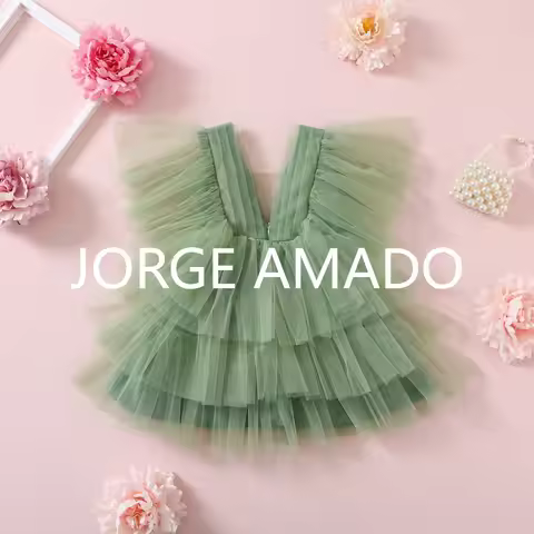 Kids Girl Summer Sage Green Tulle Dress V-neck Layer Knee Length Princess Dresses Girls Birthday Par