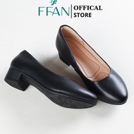 Giày tiếp viên hàng không nữ [da thật] mũi nhọn đế vuông công sở cao gót 032 bít mũi da mềm mại FFAN