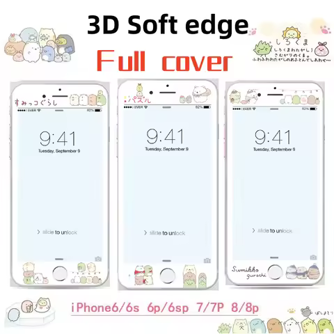 Cartoon 9H Screen Protector For iPhone 6 6s SE 7 8 Plus Tempered Glass Japanese anime Pattern 3D Sof