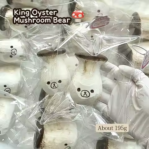 1Pc handmade Squishy with BUTTER texture - King Oyster Mushroom bear shaped to relieve stress - Food