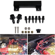 Aluminum Alloy Vacuum Manifold Kits 6 Port 1/8 NPT Turbo Boost Block Black