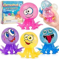 Octopus Stress Balls for Kids Adults，Emotion 4 Pack Face Squeeze Balls Sensory Fidget Toys, Squishy Balls Sensory Toy for Autism, Classroom Prizes Party Favors