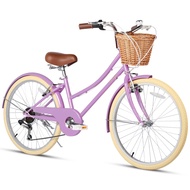 Missy 20" 24" 26" inch Girl Cruiser 6-Speed Hybrid City Bicycle for Youth Over 6 Years Old with Wick