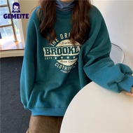 GEMEITE【Fast Delivery】Women Sweatshirt Loose Crew-neck Long-sleeve Letter Printed Pullover Sweater