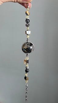 精品 特殊礦母礦金鈦晶 金髮晶 閃靈鑽925銀水晶手鏈 招財主事業