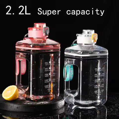 2 Liter Water Bottle Large Capacity Sports Square Sports Water Cup gourde Portable Big Drinking Bott
