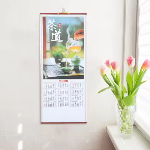 2026 Horse Year Wall Large Chinese Scroll Hanging Calendar Aesthetic Lunar Year Decor For Office Liv