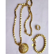 Rice Set 5 Quarters Long Necklace 24k Gold Plated/ Set 5suku Padi
