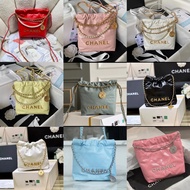 Chanel Genuine 23s New Style mini 22bag New Color Chick Yellow Pearl Bag Bucket Bag 22bag mini Size 