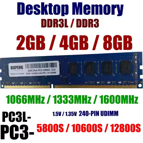Desktops Memory 8GB 2Rx8 PC3-10600 DDR3 1333MHz 4096MB DDR3L 1600 PC3 12800 2GB 8500 1066MHz RAM 240