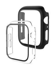2入組鋼化玻璃 和 保護蓋兼容 Apple Watch 45mm 41mm 44mm 40mm 42mm 38mm PC 保險槓屏幕保護膜外殼兼容 Apple Watch Series 8 7 6 5 4 3 se 智能手錶錶帶配件