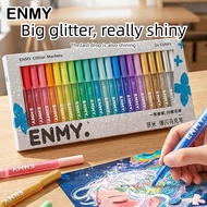 ENMY 12/24 Colors Super Shiny Glitter Color Markers Light Valve Big Particle Glitter Art Office Scho