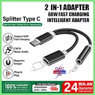 TYPE-C 2-In-1 USB TYPE-C Splitter Cable TYPE-C Audio and Charger Splitter/ USB C Cable Type C Cable