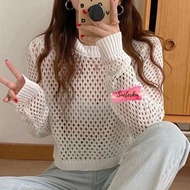 Oversized Mesh CROP TOP with Balloon Sleeves Women's Mesh TOP