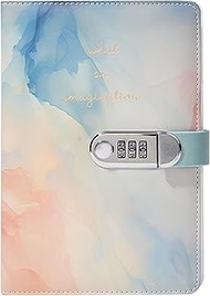 NectaRoy Diary with Lock for Girls, A5 Secret Diary, PU Leather Notebook Combination Lock for Office