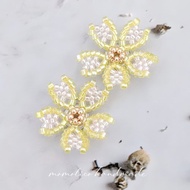 鉤針 串珠 編織  櫻花 耳環