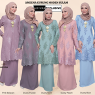 AMEENA Baju Kurung Moden Sulam Pastel Color Patuh Syariah Nursing Wuduk Friendly