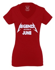 Birthday Gift Legends are Born in June for Women V Neck Fitted T Shirt