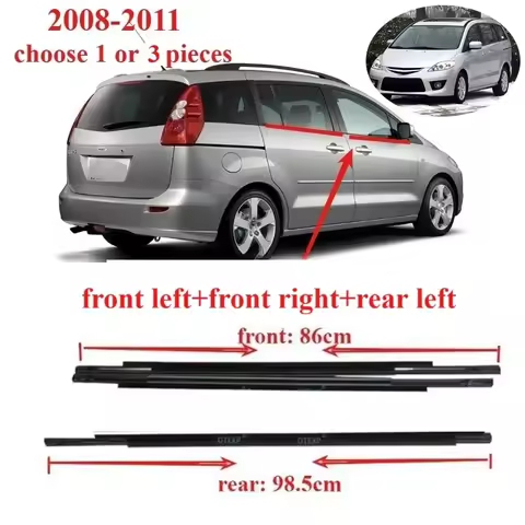 1 or 3 Pieces Outside Windows Rubber for Mazda 5 2008-2011 Glass Protector Black Rubber Strip for Ma