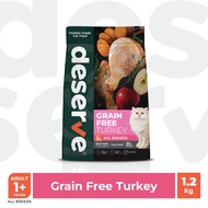 [1.2 Kg.] DESERVE อาหารเม็ดสำหรับแมว Holistic Grain Free ตัวแน่น ขนนุ่ม ตาใส บำรุงขน ลดคราบน้ำตา