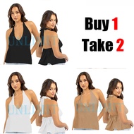 Buy1 Take 1(Total of 2)Buy1 Take 2(Total of 3)Eysther Sexy V-Neck Self Tie Cotton linen Backless Top