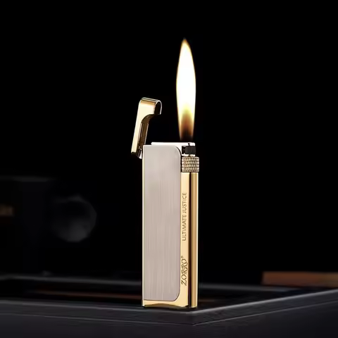 Zorro Metal Zinc Alloy Ultra Thin Slim Grinding Wheel Side Slip Pure Copper Butane Gas Lighter Smoki