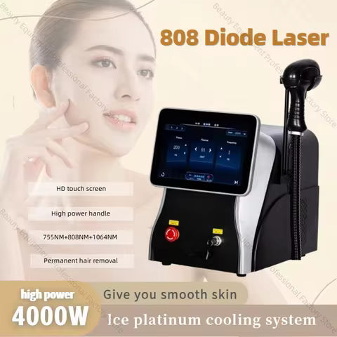 4000W 808 Diode Laser 755 808 1064NM Professional Laser Hair Removal Machine Cooling Handle Painless
