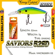 SENSES SAVIORS 52SD Sinking Minnow Savior 52mm 7g Killer Sebarau Fishing Lure