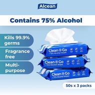 [Bundle of 3] Alcean Alcohol Wipes 75% (50 wipes)