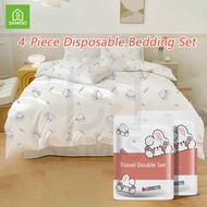 Disposable Bed Linen Set Queen Size, Travel Sheet for Hotel, Disposable Sheet for Travel Bedding Cov
