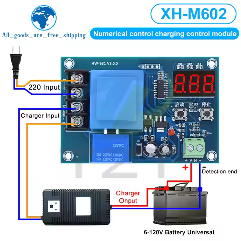 XH-M602 Digital Control Battery Charging Control Module AC 220V Lithium Storage Battery Charger Cont