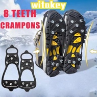WITAKEY 1 Pair Shoes Crampons, 5/8 Teeth Anti-Slip Ice Gripper Spike, Spike Universal Spike Grips Cl