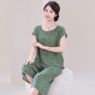 Floral Leisure Pants - Cotton Silk Two-Piece Set for Women | Comfortable Vacation Wear for Mothers
