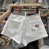 (Code: QT01 in 3D Pink KITY) SUPER CUTE 3D PINK BOW PRINTED JEAN SHORTS