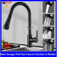 4 Mode Premium Kitchen Sink Faucet Kitchen Mixer Tap Black Color Pull Out 360 Swivel Spout Spray Sink Basin Brass Faucet