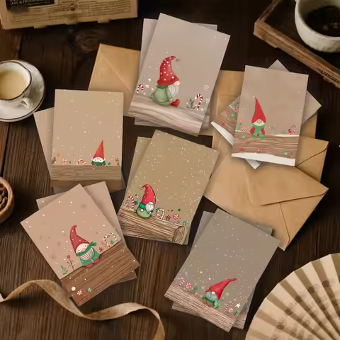 12pcs (6 envelopes +6 cards) /24pcs (12 envelopes +12 cards) Christmas greeting cards featuring wear