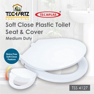 TECHPLAS Soft Close Medium Duty Toilet Seat / Seat Cover & Full Cover O Shape Plastic TSS-4127